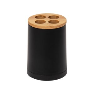 Maison Sucasa Toothbrush Holder for Bathroom, Countertop, Bathroom Accessory, Plastic and Rayon from Bamboo, Black