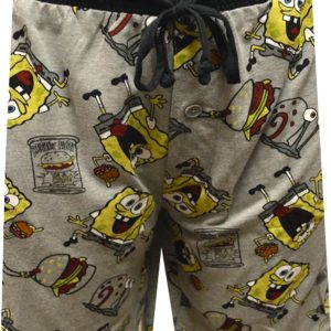 Briefly Stated Mens Nickelodeon SpongeBob Ready to Go to Work Long Sleep Shorts (X-Large), Grey
