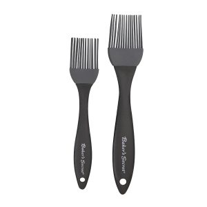 Baker's Secret - Set of 2 Silicone Brushes, for Pastry, Oil Baking, BBQ and Grilling, Dishwasher Safe, Baking Utensils Accessories - Black