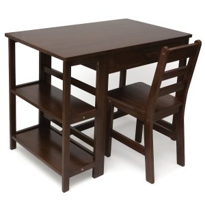 Lipper International 584WN Child's Work Station Desk and Chair, Walnut Finish